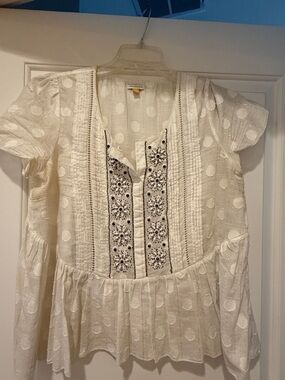 leifsdottir Peplum Blouse with Beaded Front